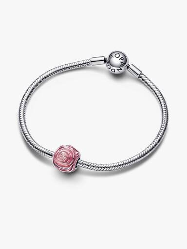 Charm „Pink Rose in Bloom“ – Sterlingsilber Charm „Pink Rose in Bloom“ – Sterlingsilber