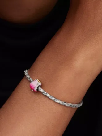 Charm „Rosa Tulpe“ aus Sterlingsilber, 14 Karat vergoldet
