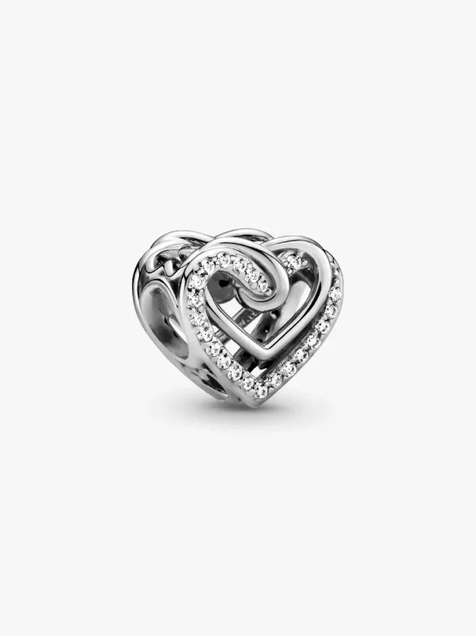 Charm „Sparkling Entwined Hearts“ aus Sterlingsilber Charm „Sparkling Entwined Hearts“ aus Sterlingsilber