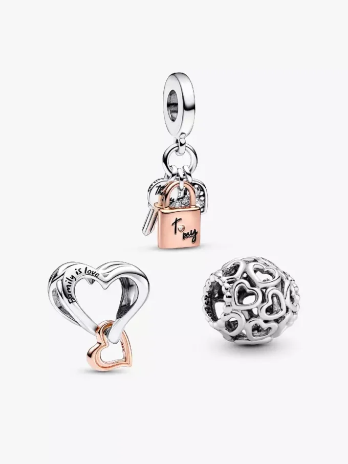 Charm-Trio „Love Lock and Key“ (3er-Set) Charm-Trio „Love Lock and Key“ (3er-Set)