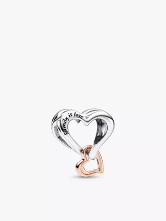 Zweifarbiger, durchbrochener Unendlichkeits-Herz-Charm aus Sterlingsilber, 14 Karat Roségold-Beschichtung Zweifarbiger, durchbrochener Unendlichkeits-Herz-Charm aus Sterlingsilber, 14 Karat Roségold-Beschichtung