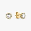 Clear Sparkling Crown Ohrringe – 14-karätige Vergoldung