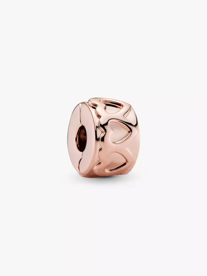 Clip Charm „Band of Hearts“ mit 14-karätiger Roségoldbeschichtung