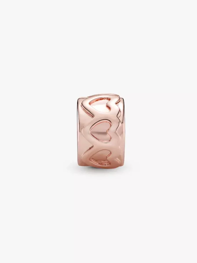 Clip Charm „Band of Hearts“ mit 14-karätiger Roségoldbeschichtung