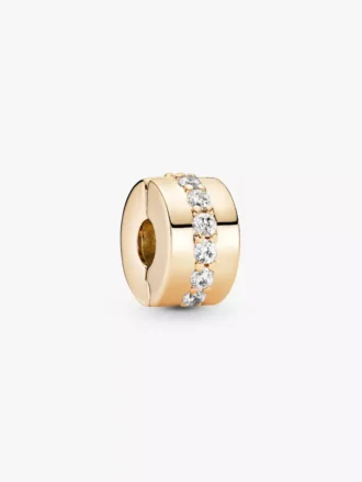 Clip Charm „Clear Sparkling Row“ aus 14-karätigem Gold