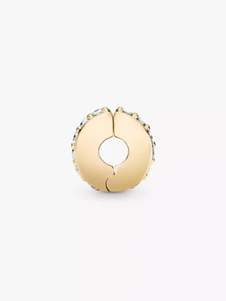Clip Charm „Clear Sparkling Row“ aus 14-karätigem Gold
