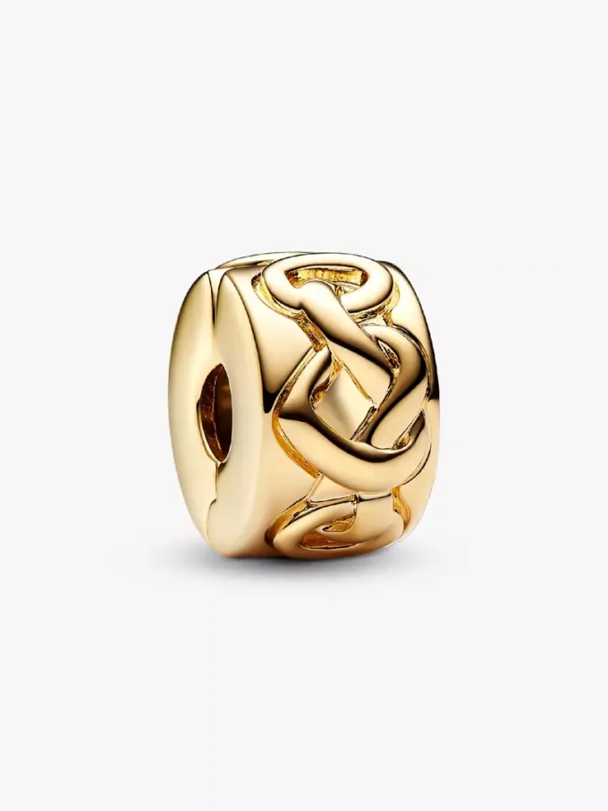 Clip Charm mit geknoteten Herzen, 14 Karat vergoldet Clip Charm mit geknoteten Herzen, 14 Karat vergoldet