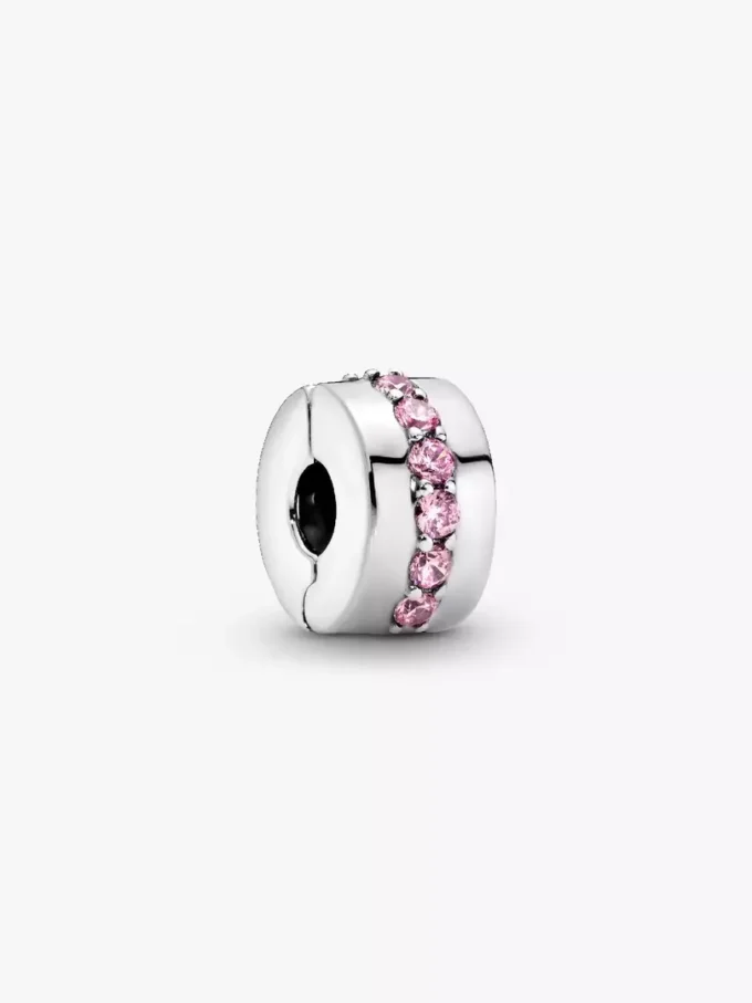 Clip Charm „Pink Sparkling Row“ aus Sterlingsilber Clip Charm „Pink Sparkling Row“ aus Sterlingsilber
