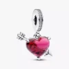 Dangle Charm aus Murano Glass mit rotem Herz und Pfeil, Sterlingsilber
