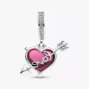 Dangle Charm aus Murano Glass mit rotem Herz und Pfeil, Sterlingsilber