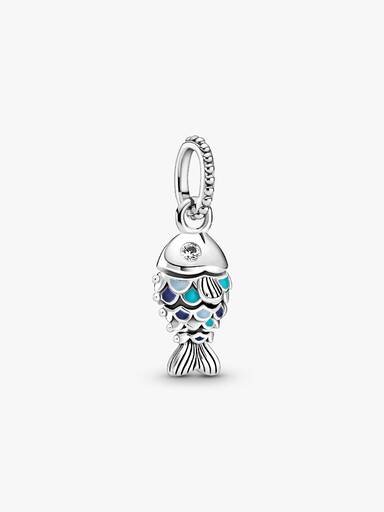 Dangle Charm „Blauer Fisch mit Schuppen“ – Sterlingsilber Dangle Charm „Blauer Fisch mit Schuppen“ – Sterlingsilber