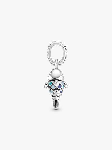 Dangle Charm „Blauer Fisch mit Schuppen“ – Sterlingsilber Dangle Charm „Blauer Fisch mit Schuppen“ – Sterlingsilber