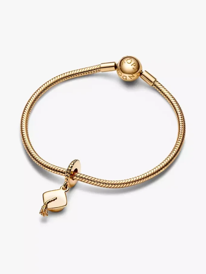 Dangle Charm in Form einer Abschlusskappe, 14 Karat vergoldet