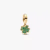 Dangle Charm in Form eines vierblättrigen Kleeblatts, 14-karätig vergoldet