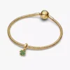 Dangle Charm in Form eines vierblättrigen Kleeblatts, 14-karätig vergoldet