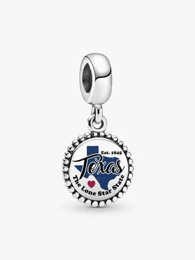 Dangle Charm mit der Karte von Texas – Sterlingsilber Dangle Charm mit der Karte von Texas – Sterlingsilber