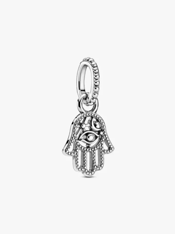 Dangle Charm mit schützender Hamsa-Hand aus Sterlingsilber Dangle Charm mit schützender Hamsa-Hand aus Sterlingsilber