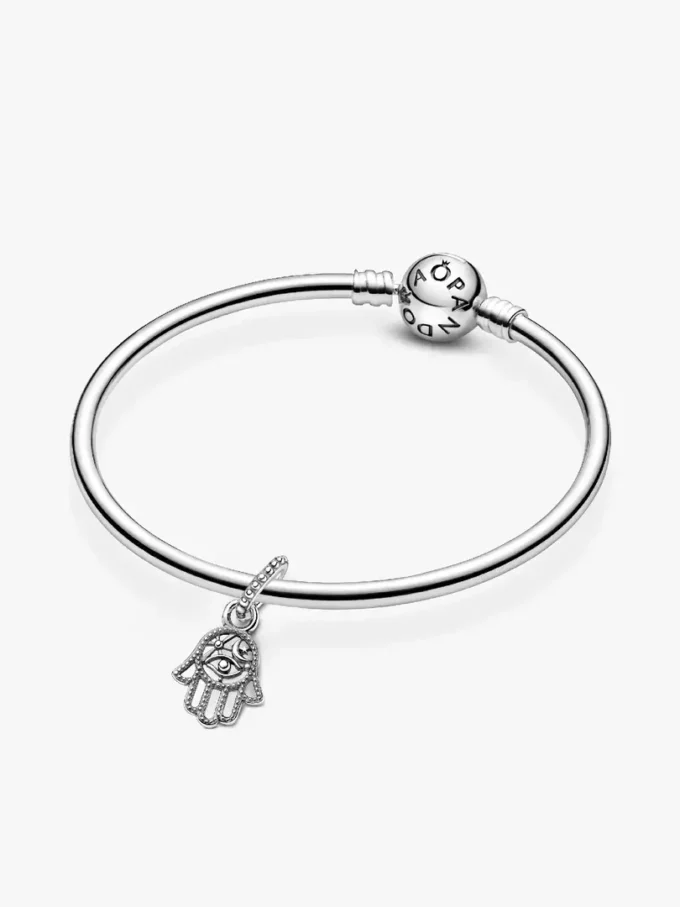 Dangle Charm mit schützender Hamsa-Hand aus Sterlingsilber Dangle Charm mit schützender Hamsa-Hand aus Sterlingsilber