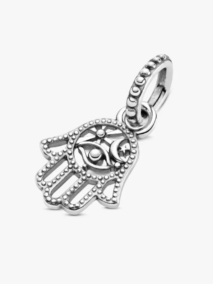 Dangle Charm mit schützender Hamsa-Hand aus Sterlingsilber Dangle Charm mit schützender Hamsa-Hand aus Sterlingsilber