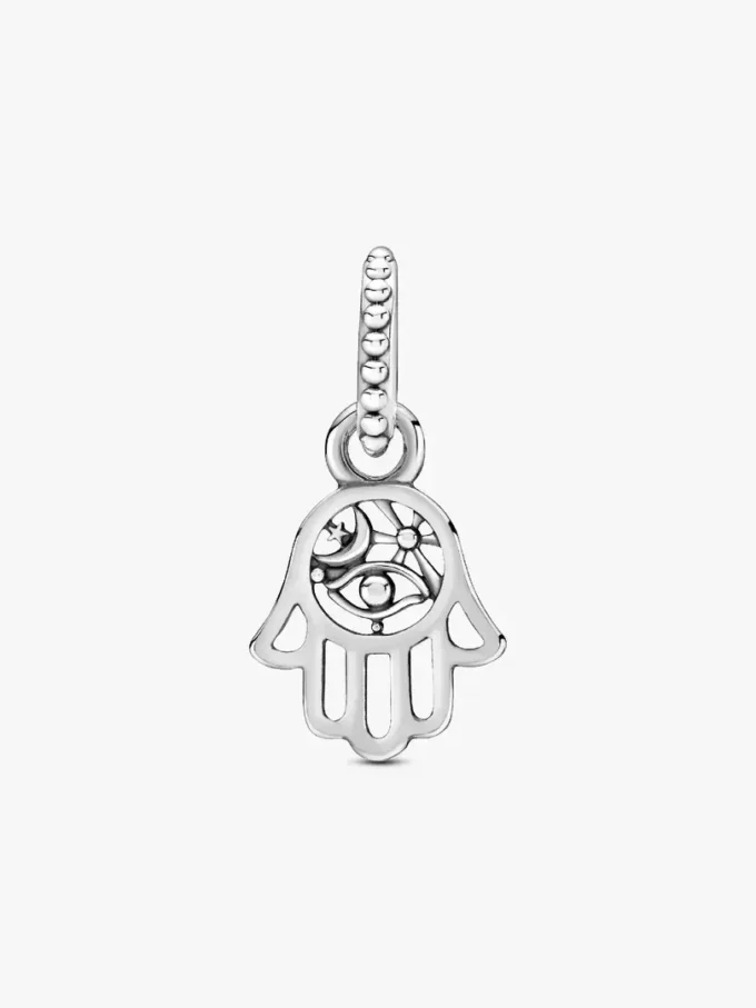 Dangle Charm mit schützender Hamsa-Hand aus Sterlingsilber Dangle Charm mit schützender Hamsa-Hand aus Sterlingsilber
