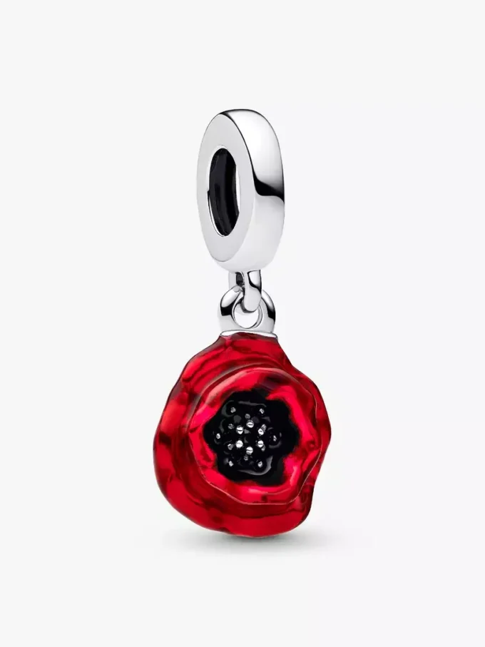 Dangle Charm „Red Flower“ aus Sterlingsilber Dangle Charm „Red Flower“ aus Sterlingsilber