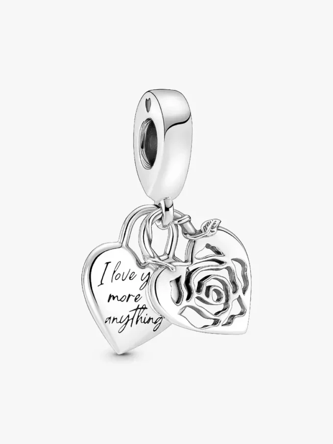 Dangle Charm „Rose Heart Padlock“ aus Sterlingsilber Dangle Charm „Rose Heart Padlock“ aus Sterlingsilber