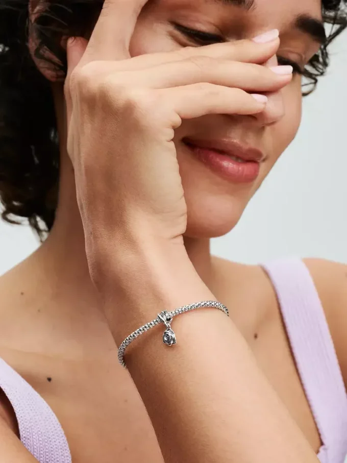 Dangle Charm „Rose in Bloom“ aus Sterlingsilber
