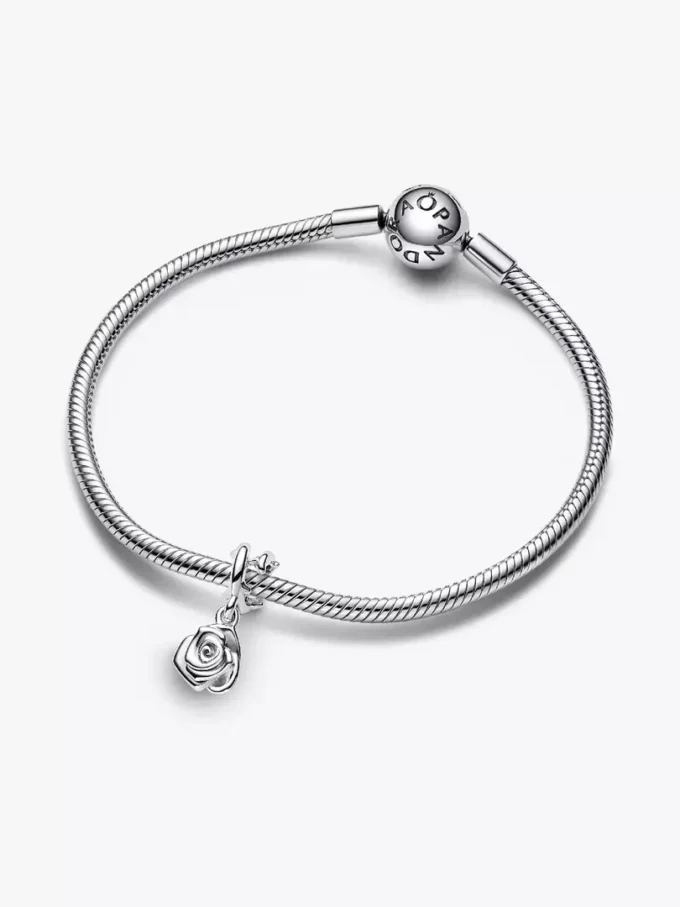 Dangle Charm „Rose in Bloom“ aus Sterlingsilber