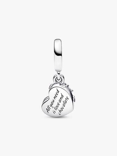 Dangle Charm „Schokoladen-Geschenkbox mit aufklappbarem Herz“ – Sterlingsilber Dangle Charm „Schokoladen-Geschenkbox mit aufklappbarem Herz“ – Sterlingsilber