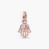 Dangle Charm „Schützende Hamsa-Hand“ – 14 Karat Roségold-Beschichtung