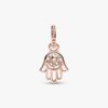 Dangle Charm „Schützende Hamsa-Hand“ – 14 Karat Roségold-Beschichtung