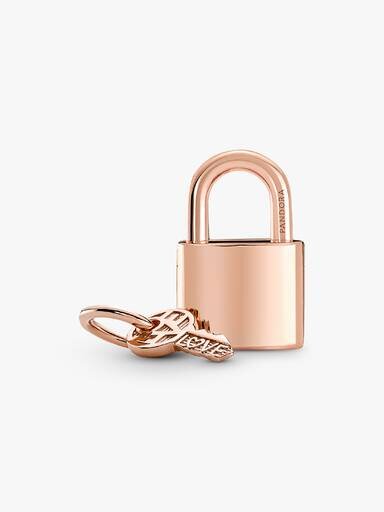 Dangle Charm „Vorhängeschloss & Schlüssel“ – 14 Karat Roségold-Beschichtung Dangle Charm „Vorhängeschloss & Schlüssel“ – 14 Karat Roségold-Beschichtung