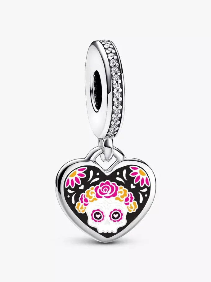 „Day of the Dead“ Sugar Skull Dangle Charm aus Sterlingsilber „Day of the Dead“ Sugar Skull Dangle Charm aus Sterlingsilber