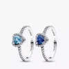 Deep Ocean Elevated Hearts Ring-Set, 2er-Set