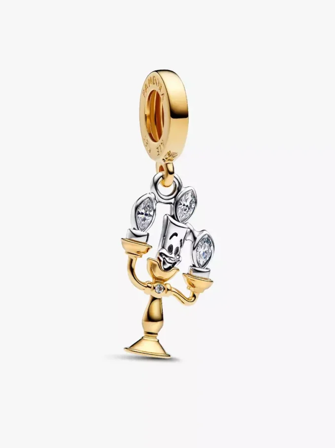 Disney „Die Schöne und das Biest“ Lumiere-Dangle Charm aus Sterlingsilber, 14-karätig vergoldet Disney „Die Schöne und das Biest“ Lumiere-Dangle Charm aus Sterlingsilber, 14-karätig vergoldet