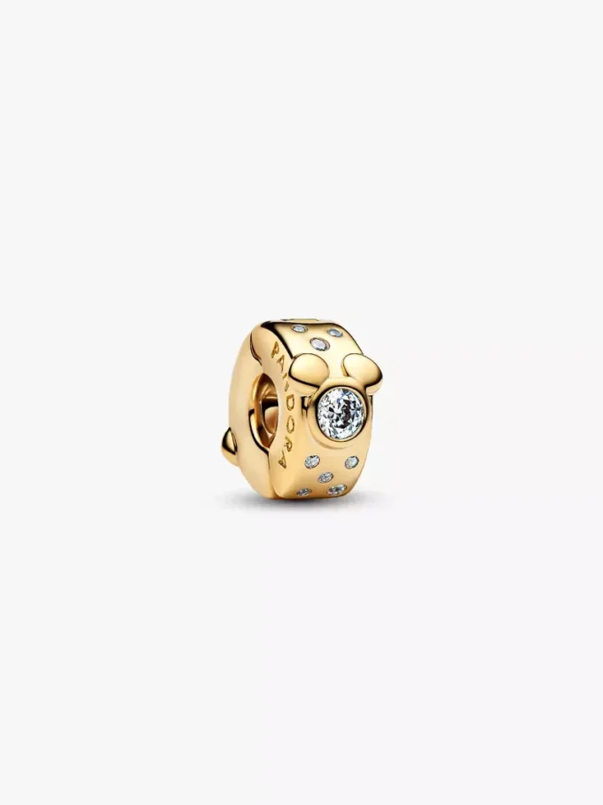 Disney Mickey & Minnie Mouse Clip Charm, 14-karätige Vergoldung Disney Mickey & Minnie Mouse Clip Charm, 14-karätige Vergoldung
