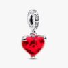 Disney Mickey & Minnie Mouse Kiss Dangle Charm aus rotem Murano Glass – Sterlingsilber