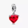 Disney Mickey & Minnie Mouse Kiss Dangle Charm aus rotem Murano Glass, Sterlingsilber