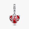 Disney Mickey & Minnie Mouse Kiss Dangle Charm aus rotem Murano Glass – Sterlingsilber