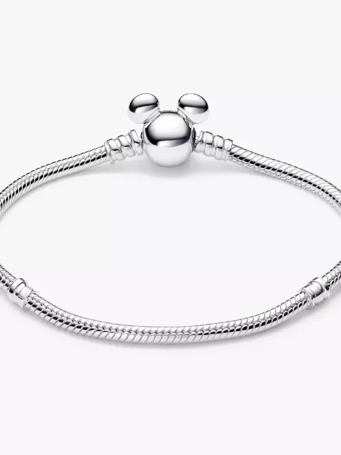 Disney Mickey Mouse Clasp Moments Snake Chain Armband aus Sterlingsilber