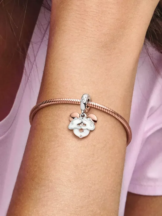 Disney Mickey Mouse Dangle Charm aus Sterlingsilber, 14 Karat Roségold-Beschichtung