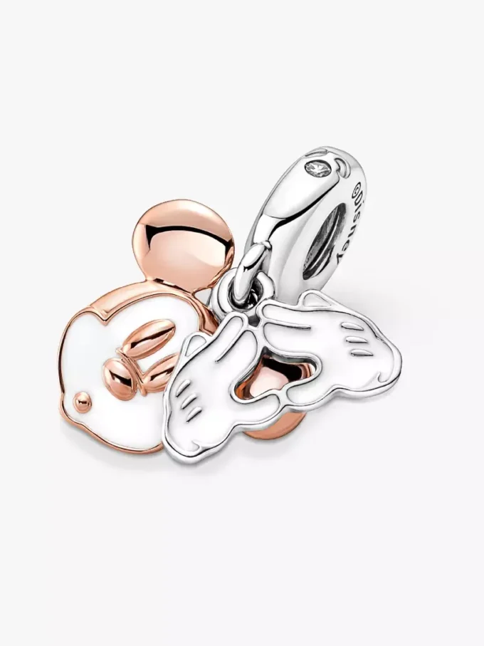 Disney Mickey Mouse Dangle Charm aus Sterlingsilber, 14 Karat Roségold-Beschichtung