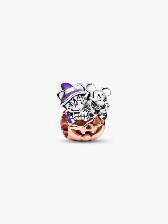Disney Mickey Mouse & Minnie Mouse Halloween-Kürbis-Charm aus Sterlingsilber, 14 Karat Roségold-Beschichtung Disney Mickey Mouse & Minnie Mouse Halloween-Kürbis-Charm aus Sterlingsilber, 14 Karat Roségold-Beschichtung