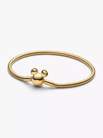 Disney Mickey Mouse Moments Snake Chain Armband mit Verschluss, 14 Karat vergoldet Disney Mickey Mouse Moments Snake Chain Armband mit Verschluss, 14 Karat vergoldet