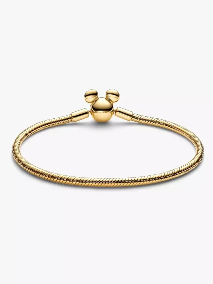 Disney Mickey Mouse Moments Snake Chain Armband mit Verschluss, 14 Karat vergoldet Disney Mickey Mouse Moments Snake Chain Armband mit Verschluss, 14 Karat vergoldet