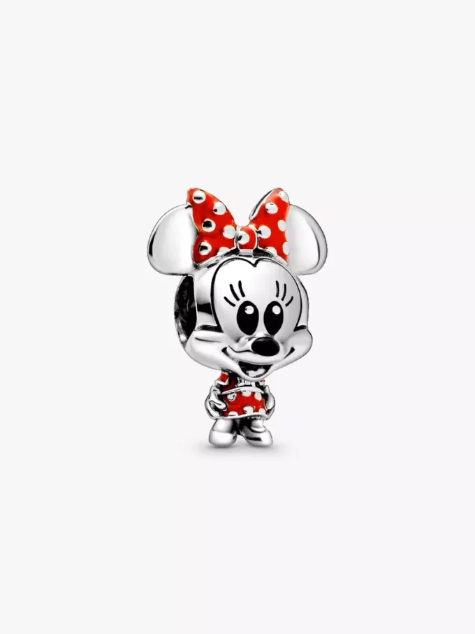 Disney Minnie-Maus-Charm mit gepunktetem Kleid und Schleife aus Sterlingsilber Disney Minnie-Maus-Charm mit gepunktetem Kleid und Schleife aus Sterlingsilber