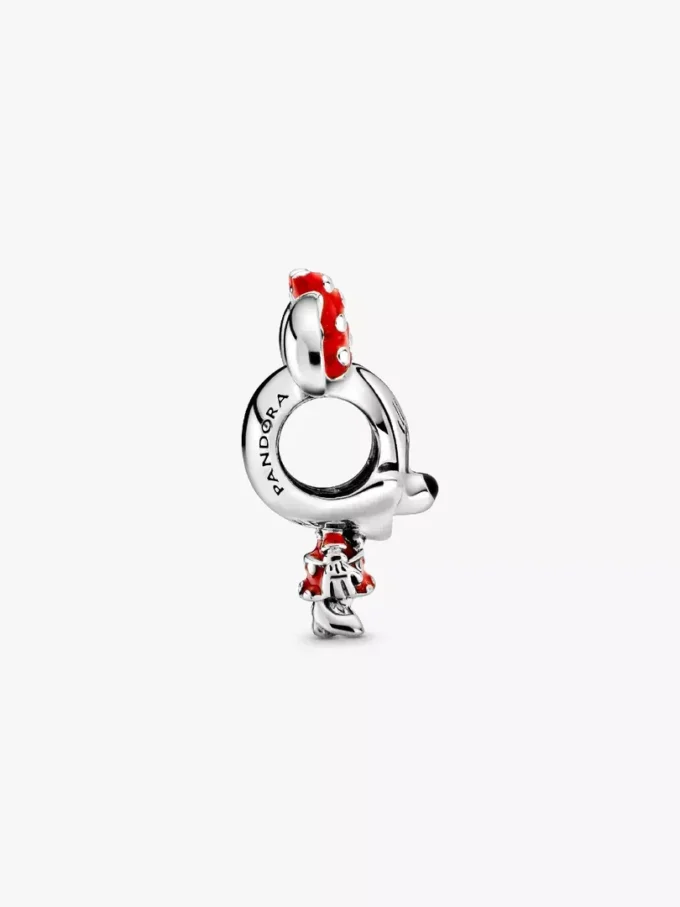 Disney Minnie-Maus-Charm mit gepunktetem Kleid und Schleife aus Sterlingsilber Disney Minnie-Maus-Charm mit gepunktetem Kleid und Schleife aus Sterlingsilber