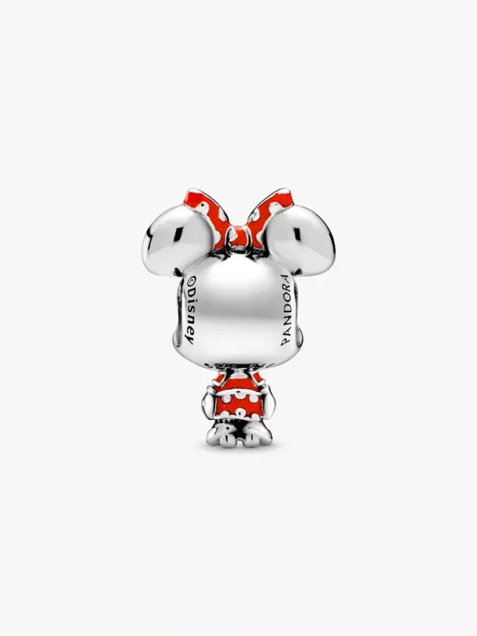 Disney Minnie-Maus-Charm mit gepunktetem Kleid und Schleife aus Sterlingsilber Disney Minnie-Maus-Charm mit gepunktetem Kleid und Schleife aus Sterlingsilber