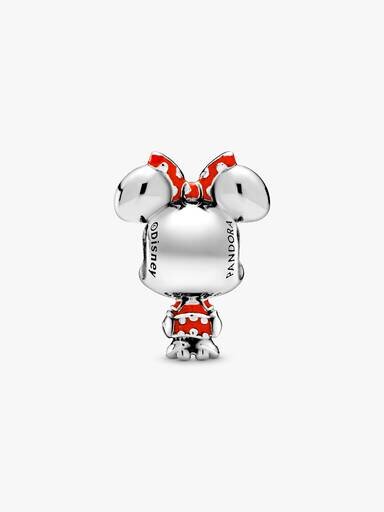 Disney Minnie-Maus-Charm mit gepunktetem Kleid und Schleife – Sterlingsilber Disney Minnie-Maus-Charm mit gepunktetem Kleid und Schleife – Sterlingsilber