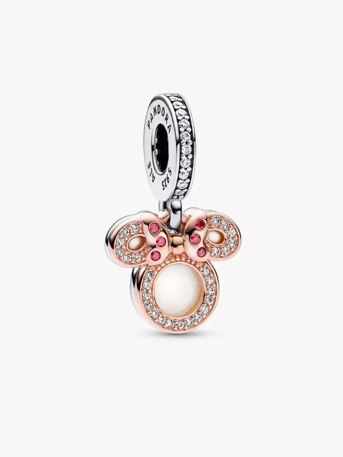 Disney Minnie-Maus-Silhouette „Mom“ Dangle Charm aus Sterlingsilber, 14-karätig rosévergoldet Disney Minnie-Maus-Silhouette „Mom“ Dangle Charm aus Sterlingsilber, 14-karätig rosévergoldet